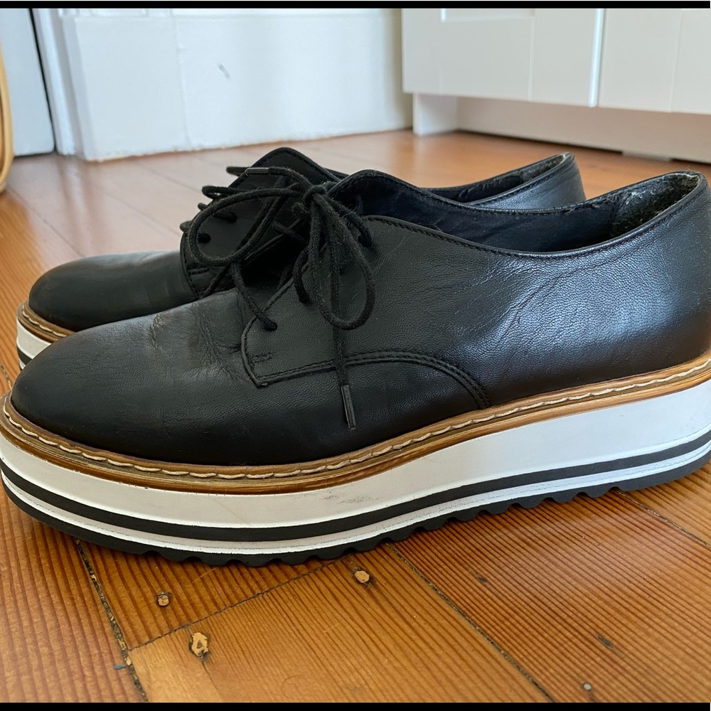 Summit Belinda Black Leather Platform Oxford